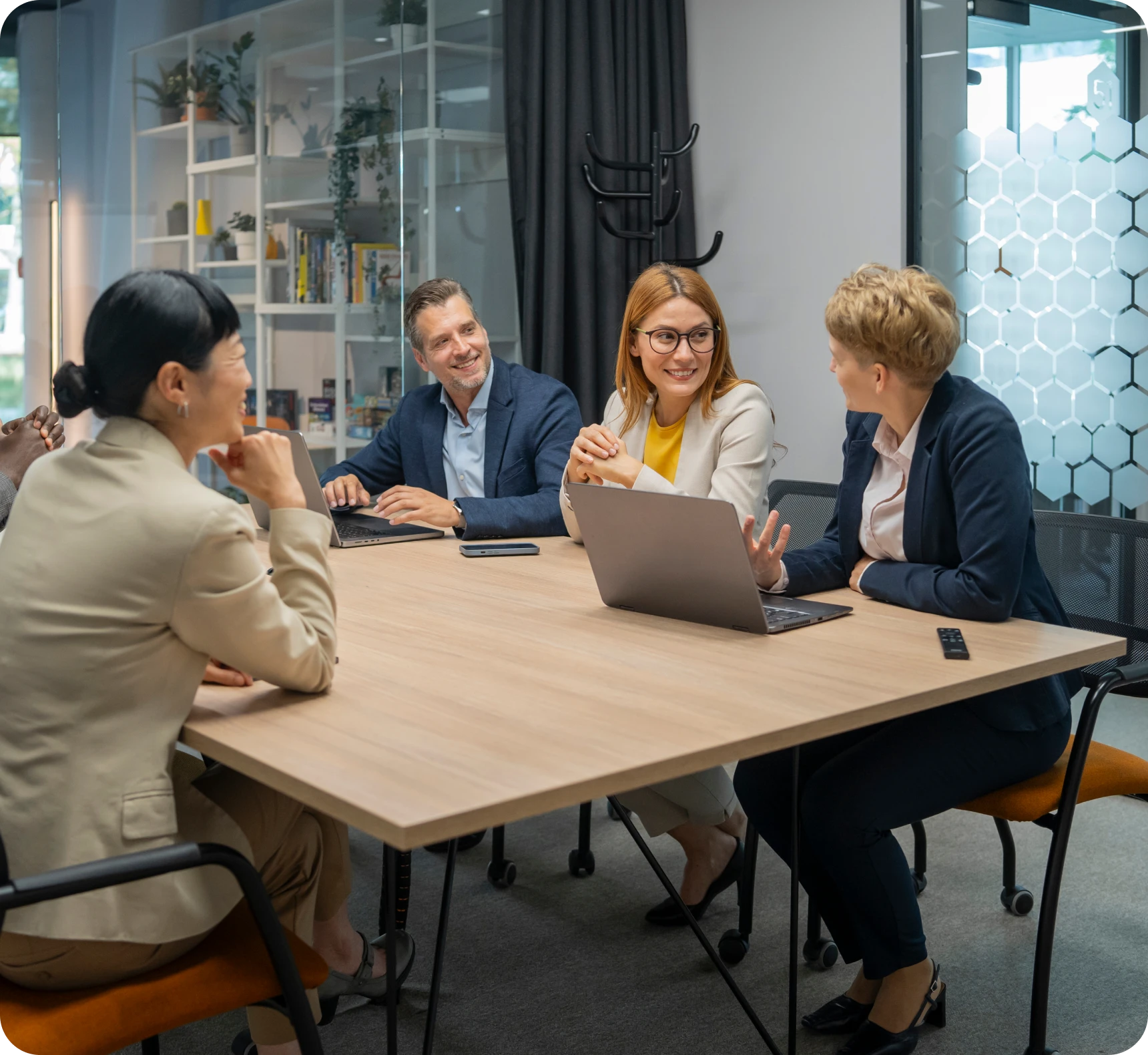 Team discussion around a table